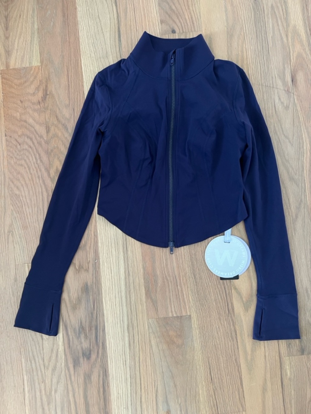 Wunder Train Navy Zip-Up Crop Jacket